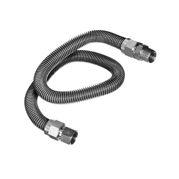 Flextron Gas Line Hose 3/8'' O.D.x48'' Length 1/2" FIPx3/8" MIP Fittings, Stainless Steel Flexible Connector FTGC-SS14-48F - main